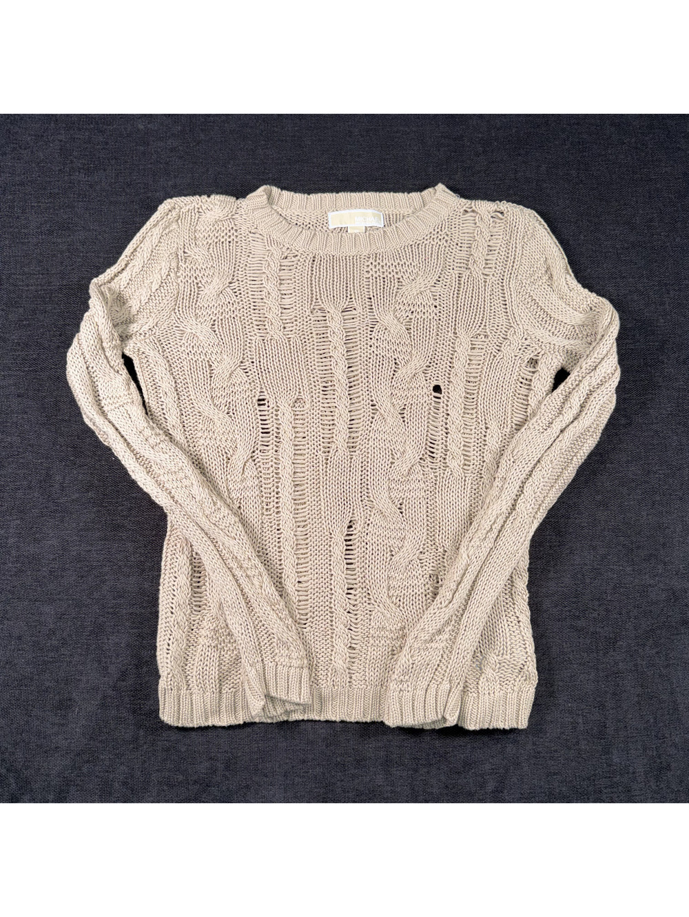 Michael Kors Beige Cable Knit Cotton Sweater XS